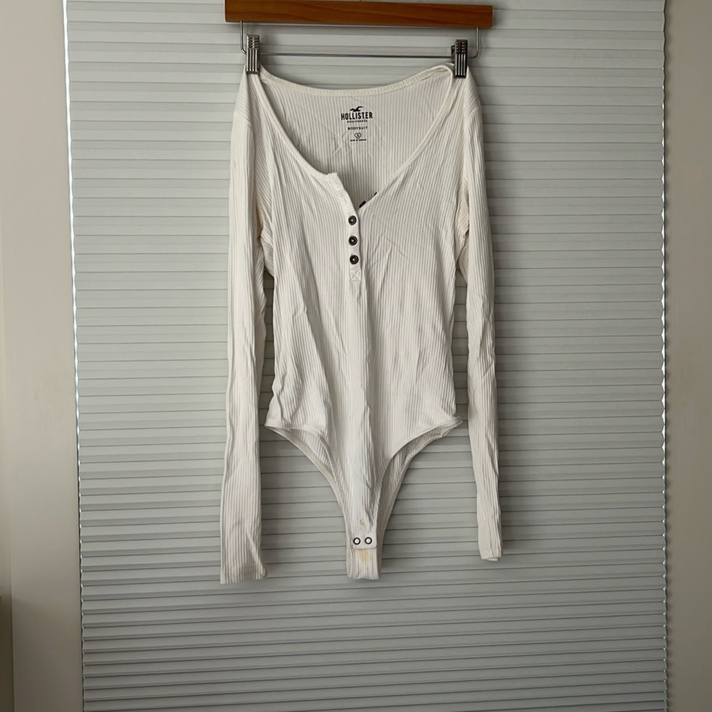 Hollister white Henley bodysuit size S